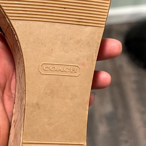 Coach Brown Leather Wedge Sandals 9.5 - Picture 5 of 7